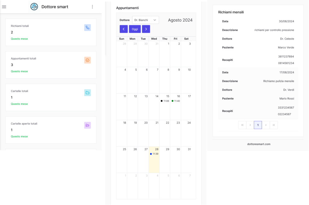 dasboard dottoresmart versione mobile