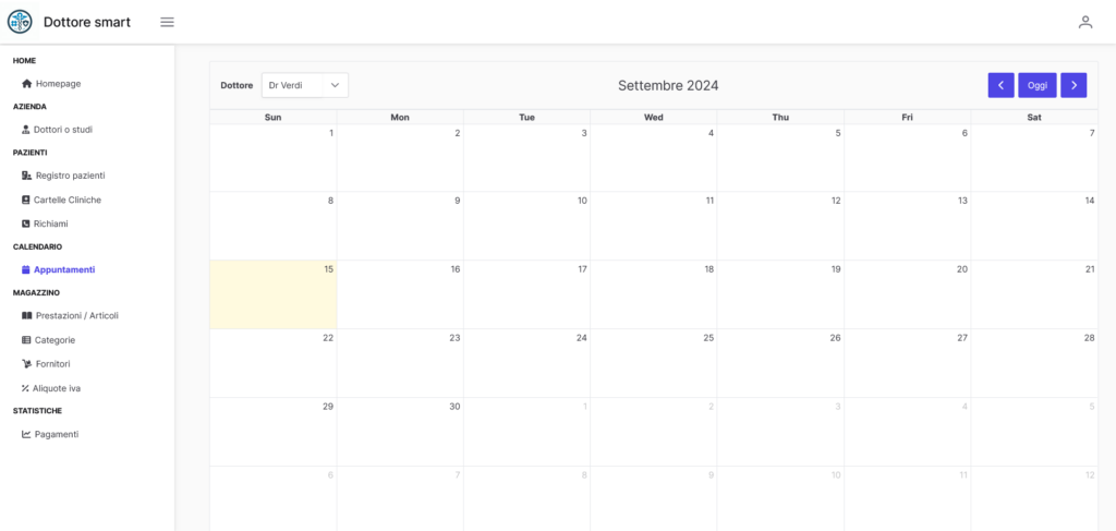 gestione appuntamenti medici, calendario.